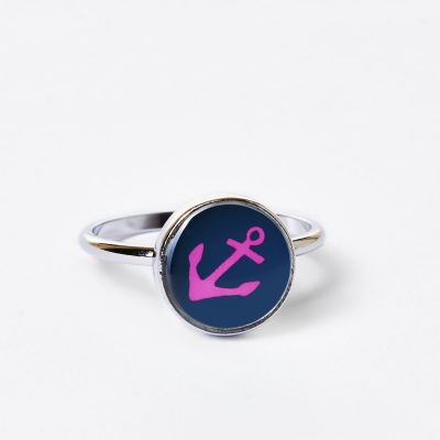 Pink on Navy Anchor Ring