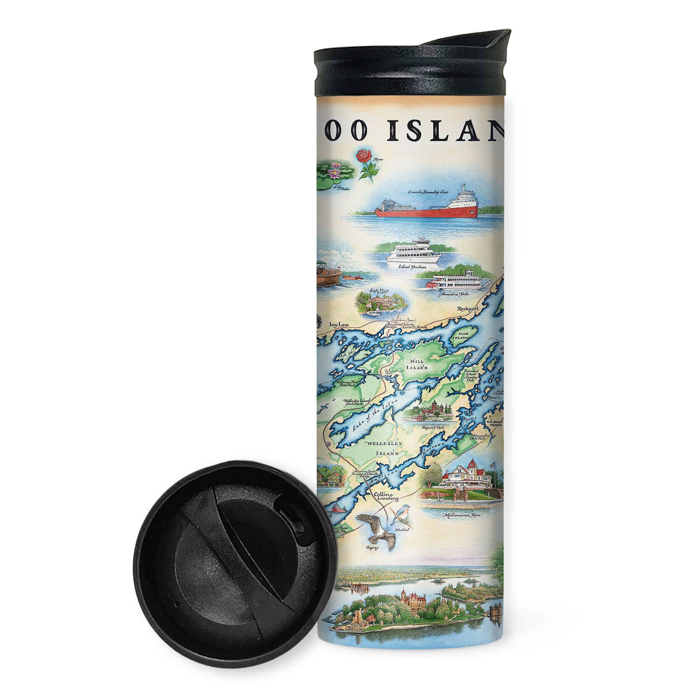 1000 Islands Map Travel Drinkware