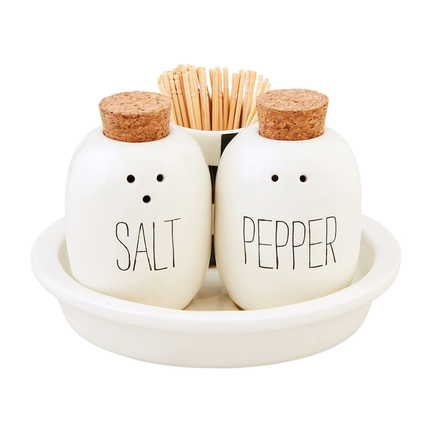 Checkered Salt, Pepper and Toothpick Caddy Mud Pie