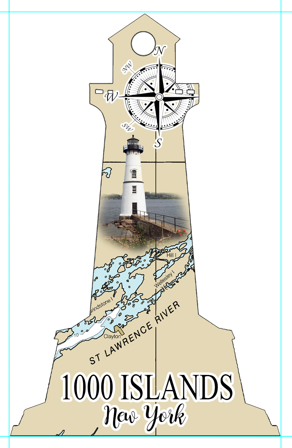St. Lawrence River Lighthouse Shaped Wood Ornament