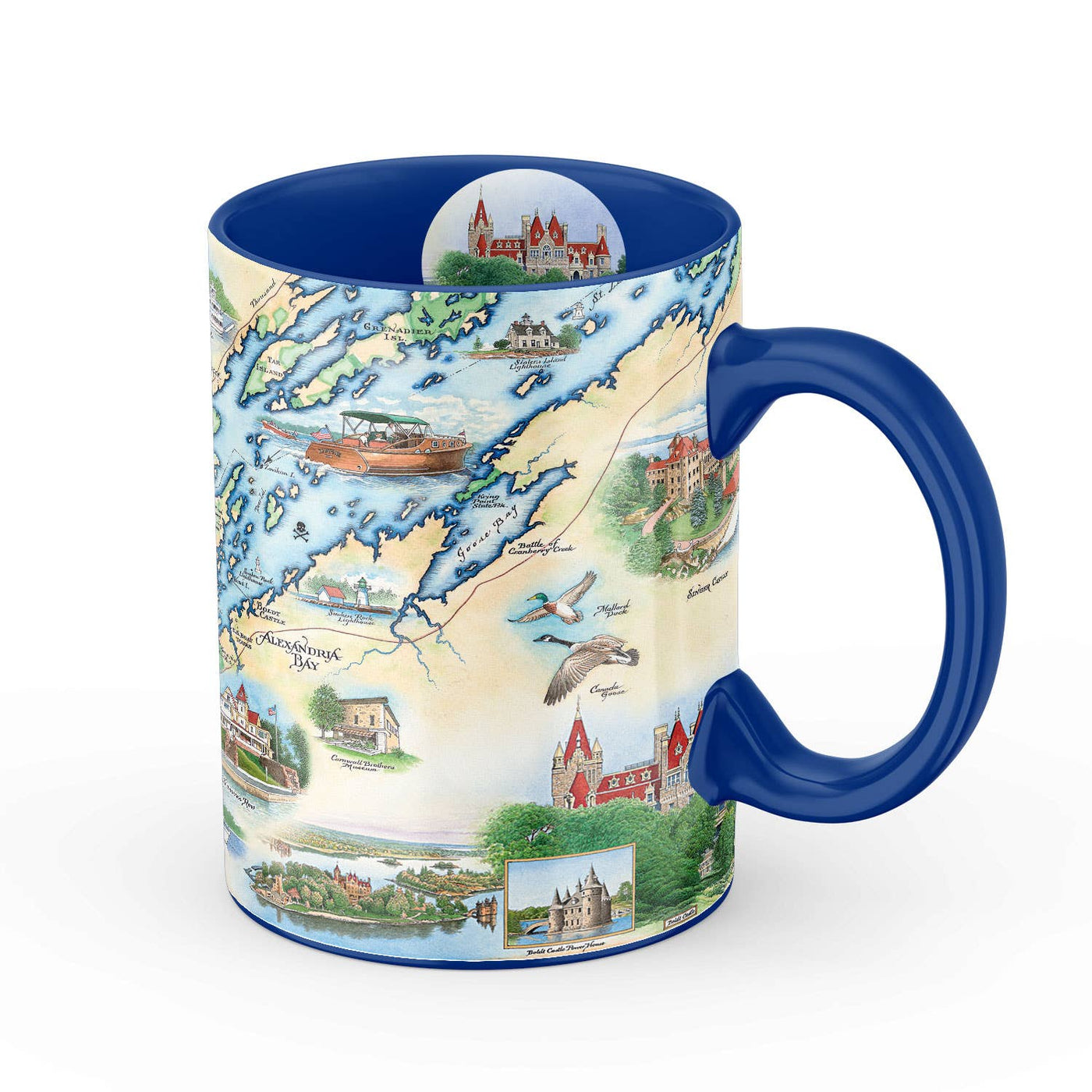 1000 Islands Map Ceramic Mug - 16 oz - Blue