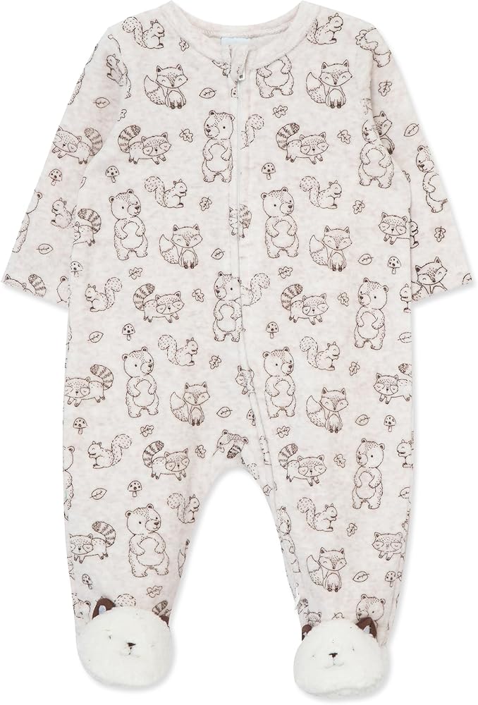 Little Me Woodland Velour Footie