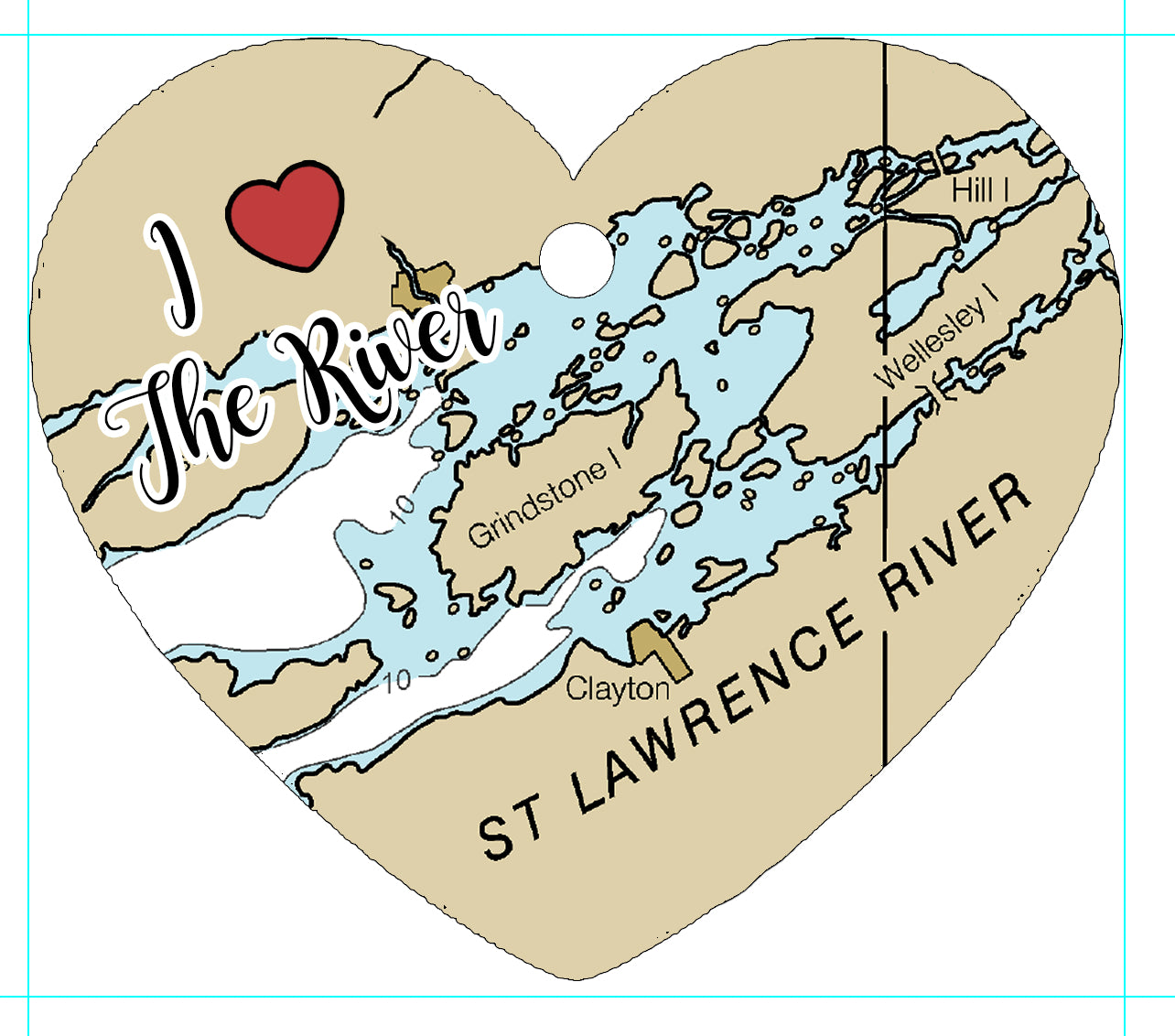 St. Lawrence River Heart Shaped Wood Ornament