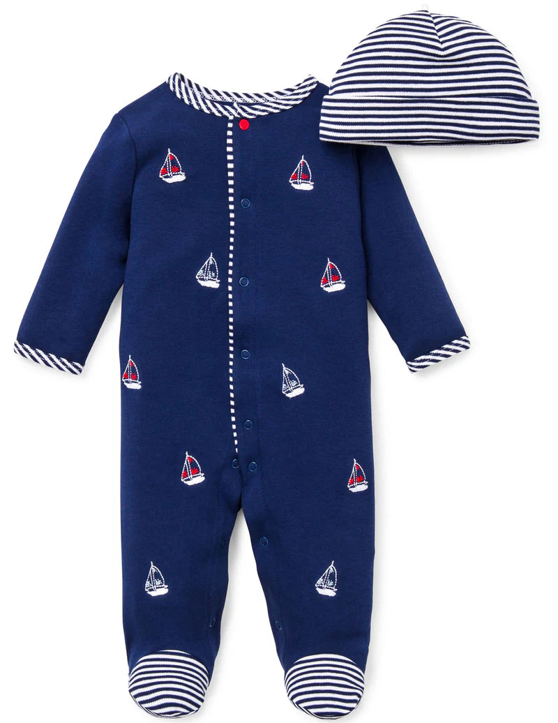 Little Me Sailboat Footie and Cap