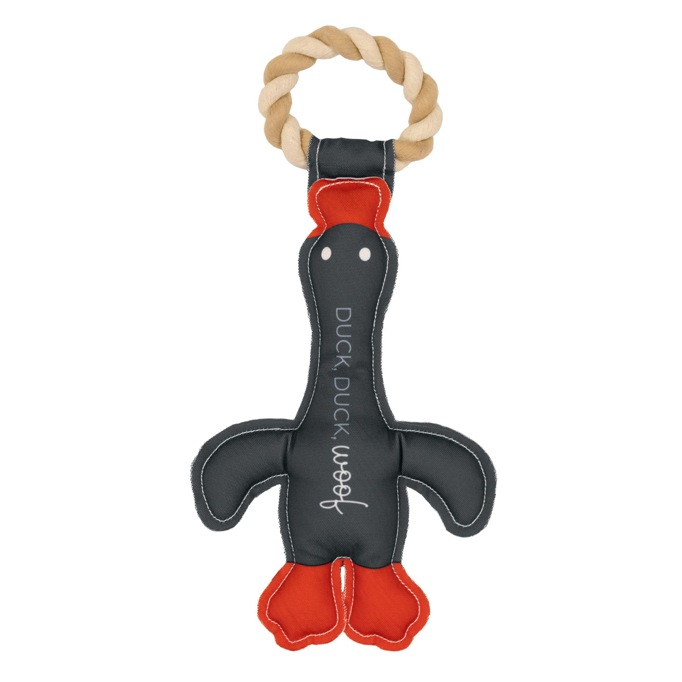 Duck, Duck, Woof Canvas Dog Toy on Rope