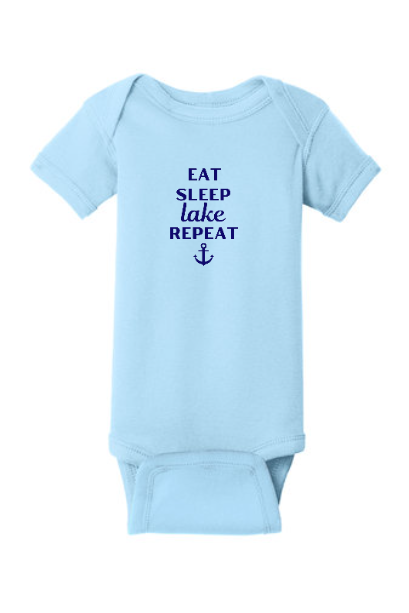 Eat Sleep Lake Repeat Onesie