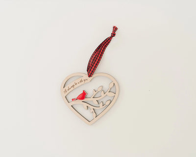 I'll always be with you heart shaped cardinal ornament