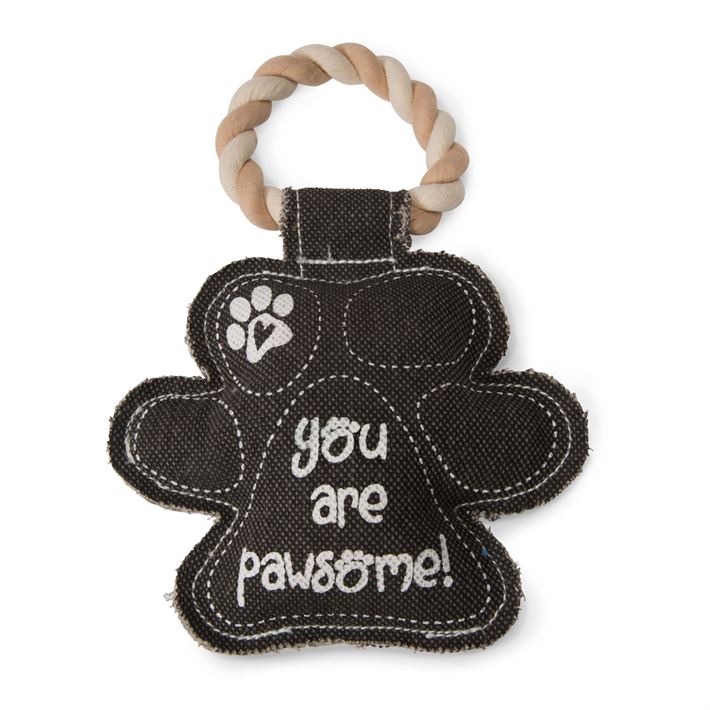 Paw Print Canvas Dog Toy on Rope
