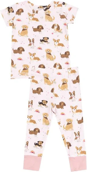 Angel Dear Bamboo Best Friends Dog Two Piece Pajamas Blue/Pink