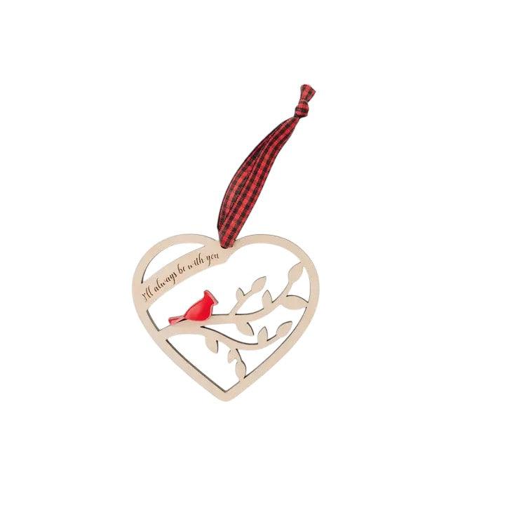 I'll always be with you heart shaped cardinal ornament