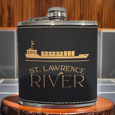 Black Leatherette River Flasks 6 oz