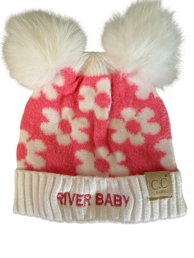 River baby pom pom hat