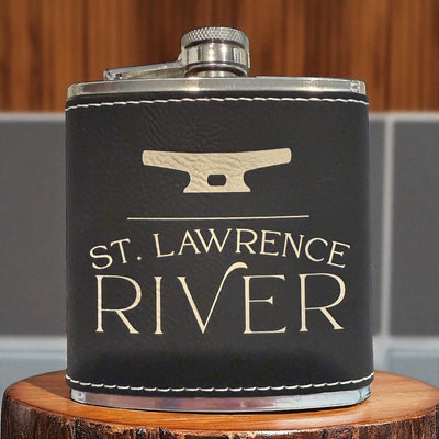 Black Leatherette River Flasks 6 oz