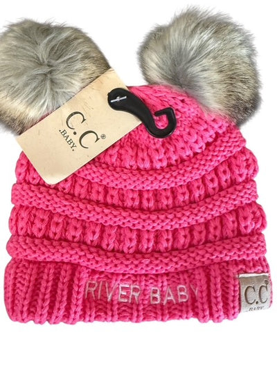 River baby pom pom hat