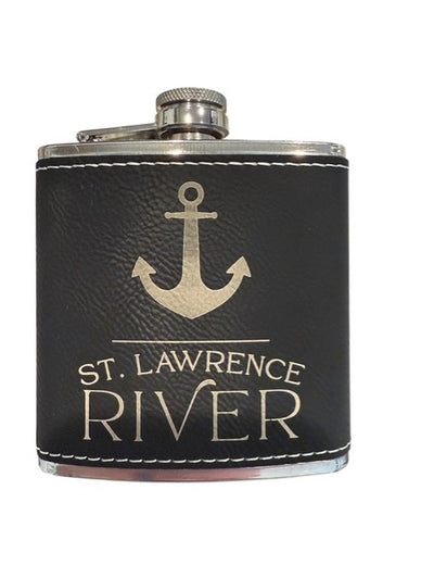 Black Leatherette River Flasks 6 oz