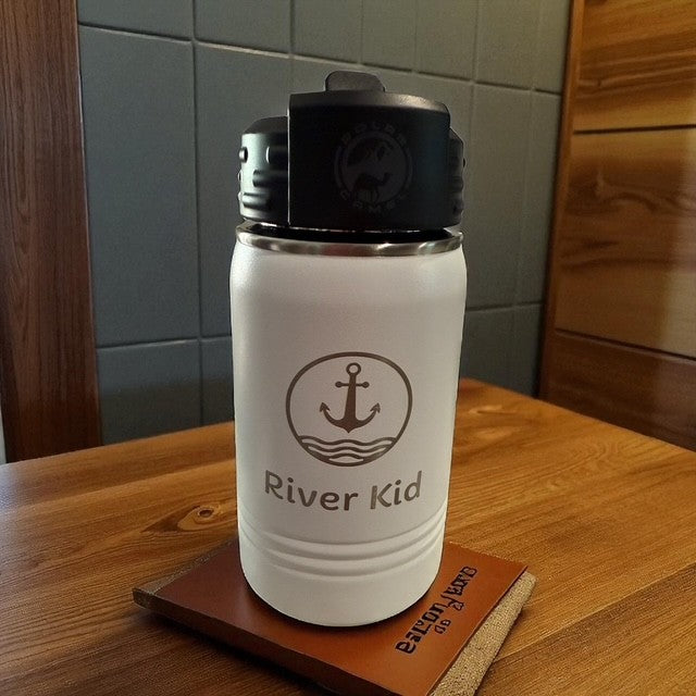 River Kid with Anchor and Waves 12 oz Water Bottle