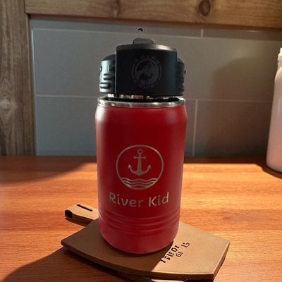 River Kid with Anchor and Waves 12 oz Water Bottle