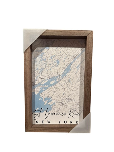 St. Lawrence River Map Sign  with Coordinates Print