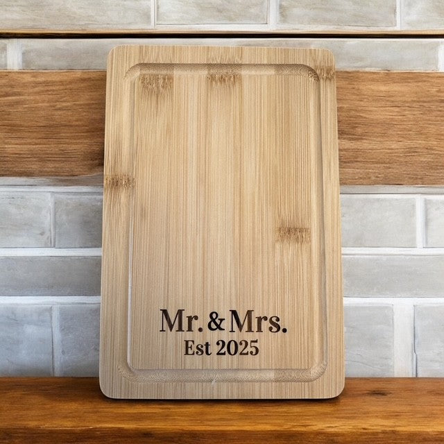Mr & Mrs Est 2025 Bamboo Cutting Board