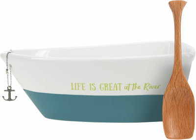 At The River 7" Boat Serving Dish with Oar